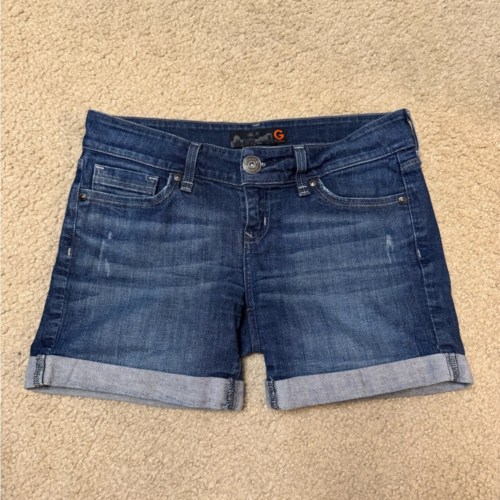 Guess Blue Jean Shorts with Cuffed Hem